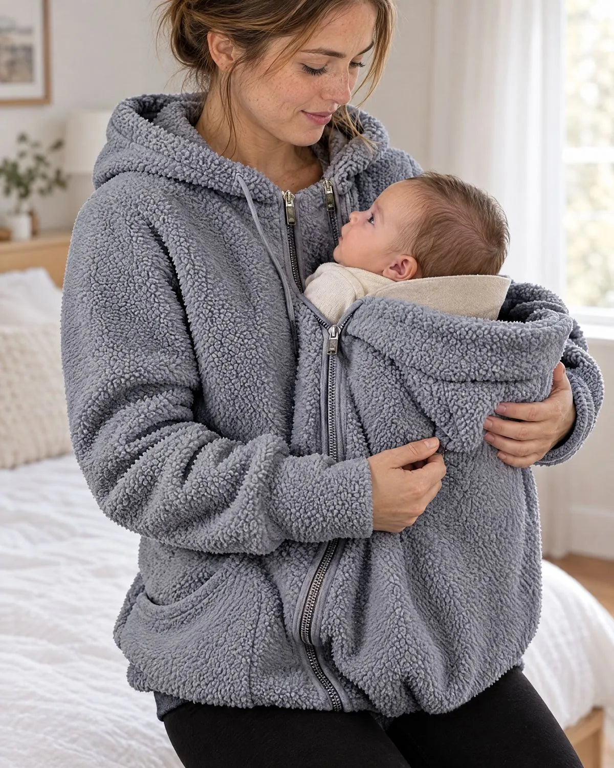 Mama setzt ihr Baby in den Babyeinsatz